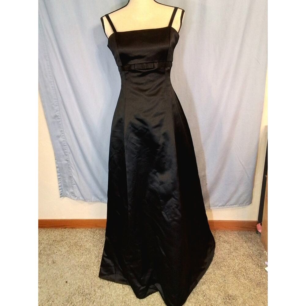 Black satiny formal gown